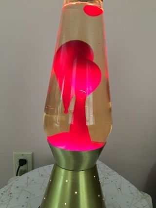 Gorgeous Vtg Lava Lite Lamp Simplex Gold Starlite Base Red Retro 17”