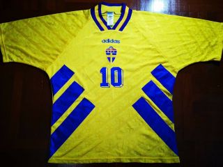 Martin Dahlin Sweden World Cup 1994 Football Soccer Jersey Shirt L Vintage Retro