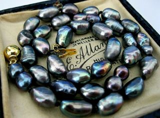 Vintage Jewellery Real Natural Baroque Rainbow Black Fresh Water Pearl Necklace