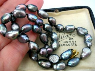 VINTAGE JEWELLERY REAL NATURAL BAROQUE RAINBOW BLACK FRESH WATER PEARL NECKLACE 6