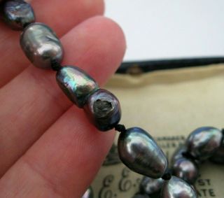 VINTAGE JEWELLERY REAL NATURAL BAROQUE RAINBOW BLACK FRESH WATER PEARL NECKLACE 7
