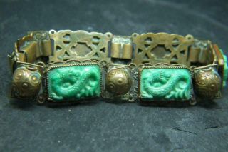 Antique Art Deco Chinese Dragon Peking Glass Czech Neiger Brothers Bracelet