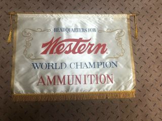 Vintage Winchester Ammunition Gun Store Salesman Advertising Banner Sign - Rare