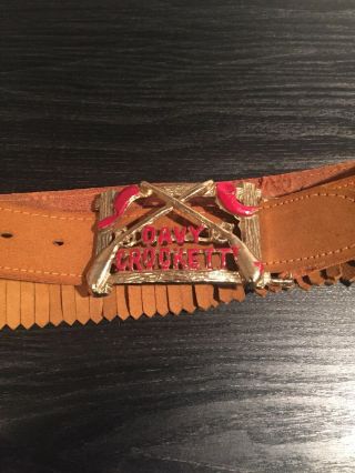 Vintage Davy Crockett Leather Belt With Metal Buckle