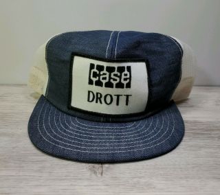 Vintage Case Drott Snapback Denim/ Meshtrucker Hat Cap Patch Louisville Mfg Co