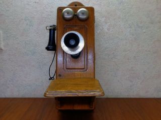 Antique Kellogg Quarter Sawed Oak Crank Wall Telephone 2560 Cond