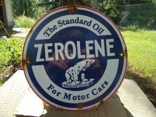 Vintage Zerolene Standard Oil Co.  Porcelain Gas Station Pump Sign