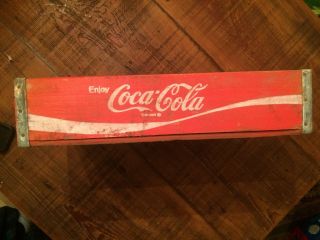 Vintage Red & White Coca - Cola Wooden Crate Temple Chattanooga