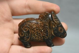 2.  4 " Old Chinese Ancient Jade Stone Hand Carved Bull Oxen Beast Animal Statue