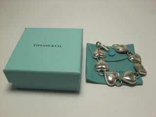 Tiffany Silver 18K Gold Heart Key Hole Padlock Toggle Bracelet Rare 2