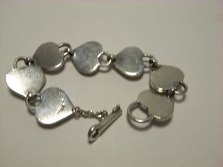 Tiffany Silver 18K Gold Heart Key Hole Padlock Toggle Bracelet Rare 6