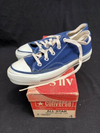 Vintage Converse Chuck Taylor Blue Oxford All Star Shoes Sz 4 Deadstock 5 Eyelet