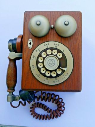 Vintage Western Electric Bell Wood Wall Rotary Country Phone Telephone