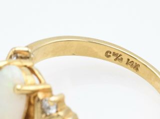 Vintage 14K Yellow Gold 0.  58 Ct Opal & 0.  08 TCW Diamond Band Ring 3.  2 Grams 4