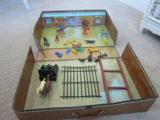 Vintage 50s Fort Apache Western Toy Play Set with 5
