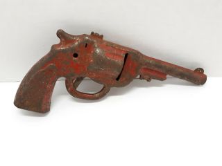 Vintage 8 " Metal Toy Gun With Red & Rust Patina Look Non - Picker Find