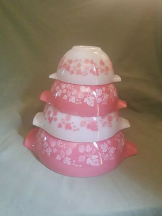 Vintage NOS PINK GOOSEBERRY PYREX CINDERELLA BOWL SET 2