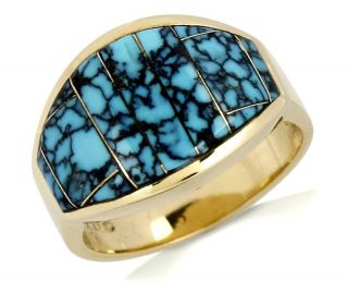 Very Rare Vtg Tammy Deyuse Spiderweb Turquoise Ring 14k Solid Gold
