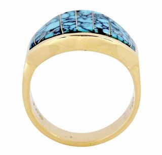 Very Rare VTG Tammy Deyuse Spiderweb Turquoise Ring 14k SOLID Gold 3
