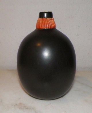 Vintage Richard Ginori Made In Italy Black & Orange Art Pottery Vase 6 "