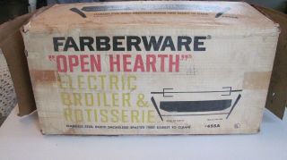 Vtg Farberware Open Hearth Electric Broiler W/ Rotisserie Nos 455a