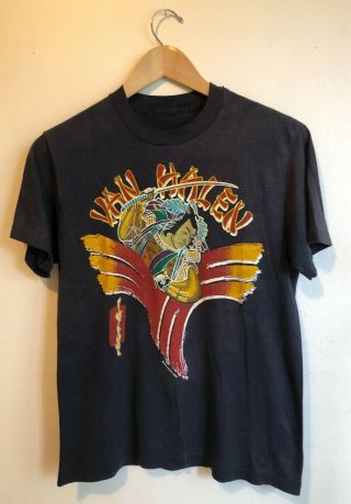 Rare Vintage Van Halen 1984 T - Shirt Samurai Sz S Rock Metal Roth Hagar