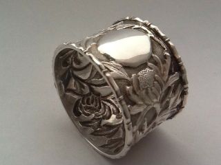 Quality Embossed Antique Chinese Silver Export Napkin Ring