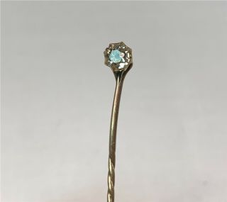 Art Nouveau Estate 10k White Gold Old European Cut Diamond Stick Pin