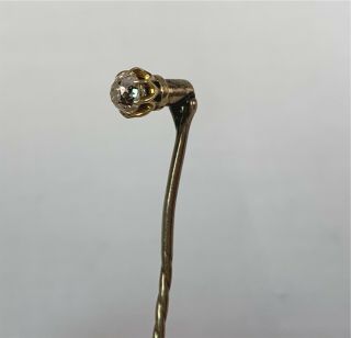 Art Nouveau Estate 10k White Gold Old European Cut Diamond Stick Pin 3