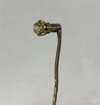 Art Nouveau Estate 10k White Gold Old European Cut Diamond Stick Pin 4