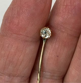 Art Nouveau Estate 10k White Gold Old European Cut Diamond Stick Pin 8