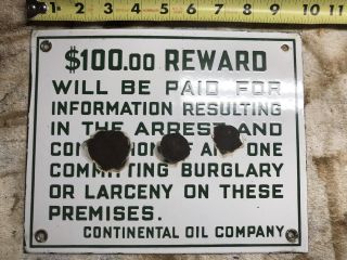 Vintage Porcelain Continental Oil Company Reward Gas Oil Gasoline Auto Sign