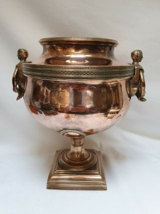 19th Century Silver Sheffield ? Plate Worn To Copper Samovar Converted To An Urn