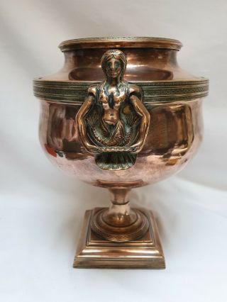19th Century Silver Sheffield ? Plate Worn To Copper Samovar Converted To An Urn 2