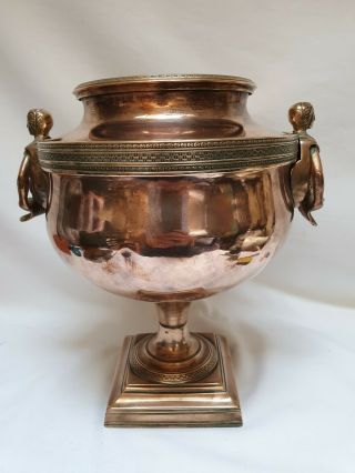 19th Century Silver Sheffield ? Plate Worn To Copper Samovar Converted To An Urn 5