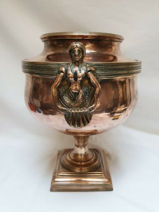 19th Century Silver Sheffield ? Plate Worn To Copper Samovar Converted To An Urn 6