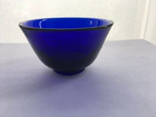 Chinese Peking Glass Blue Bowl,  4 Character Mark on Base 2