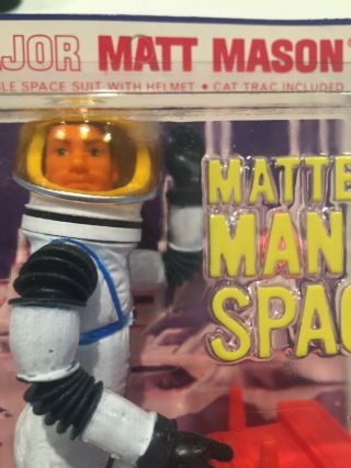 1969 Mattel Major Matt Mason On Card Vintage Space Spaceship Blue Stripe