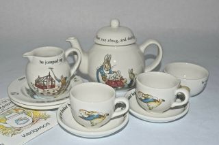 Vintage Wedgewood Beatrix Potter Peter Rabbit 10 Piece Toy Tea Set Nib
