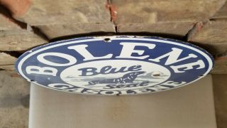 VINTAGE BLUE SEAL GASOLINE PORCELAIN GAS BOLENE SERVICE STATION PUMP PLATE SIGN 5