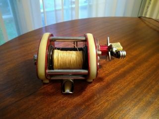 Vintage Bronson Invader 26 Bait Cast Reel Red Made in Michigan 3