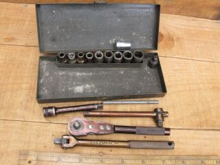 Vintage Craftsman 1/4 Inch Drive Be Ratchet And Socket Set With Metal Case