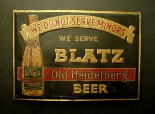 Vintage Blatz Old Heidelberg Beer - Embossed Tin Advertising Sign