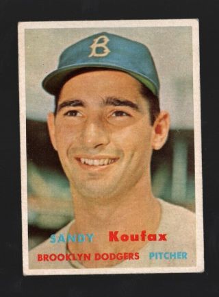Sandy Koufax 1957 Topps 302 Vintage Brooklyn Dodgers Vg Overall