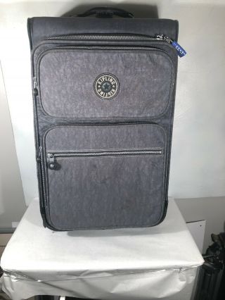 Vintage Kipling Large Nylon Rolling Luggage Heathered Gray Great Shape