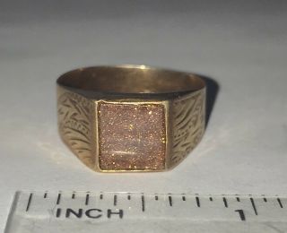 Antique Victorian 14k Gold Goldstone Wide Band Ring