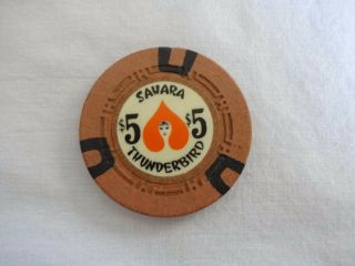 1964 The Sahara Thunderbird Las Vegas $5 Casino Chip Vintage