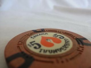 1964 The Sahara Thunderbird Las Vegas $5 Casino Chip Vintage 3