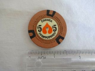 1964 The Sahara Thunderbird Las Vegas $5 Casino Chip Vintage 6