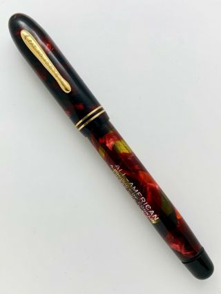 Vintage Conklin All - American Fountain Pen Plunger Fill 14k Nib Black Burgundy